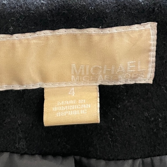 Michael Kors MK Black Long Belted Coat Wool Blend - Picture 4 of 5